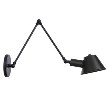 Black Rustic Vintage Swing Arm Wall Lamp – Adjustable Retro Long Reading Light