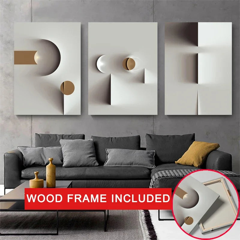 Modern Abstract Geometric Canvas with Frame