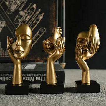 Abstract Face Thinker Statue – Resin Figurine for Desktop & Home