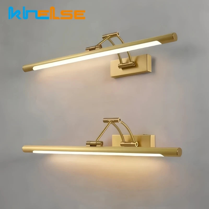 Foldable LED Bathroom Wall Lamp – Gold Telescopic Arm Vanity & Mirror Sconce for Bedroom, Bathroom & Cabinet