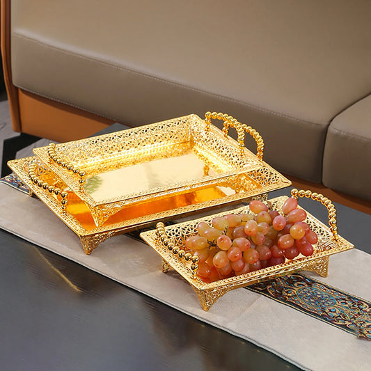 Metal Golden Fruit Tray – Elegant Serving & Display Plate