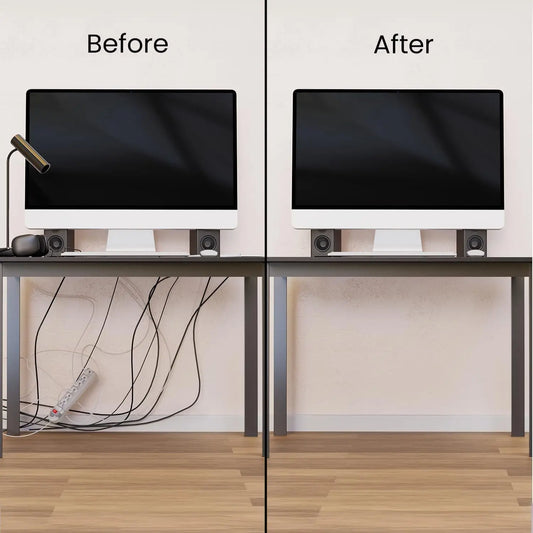 Sleek Black Under-Desk Cable Tray