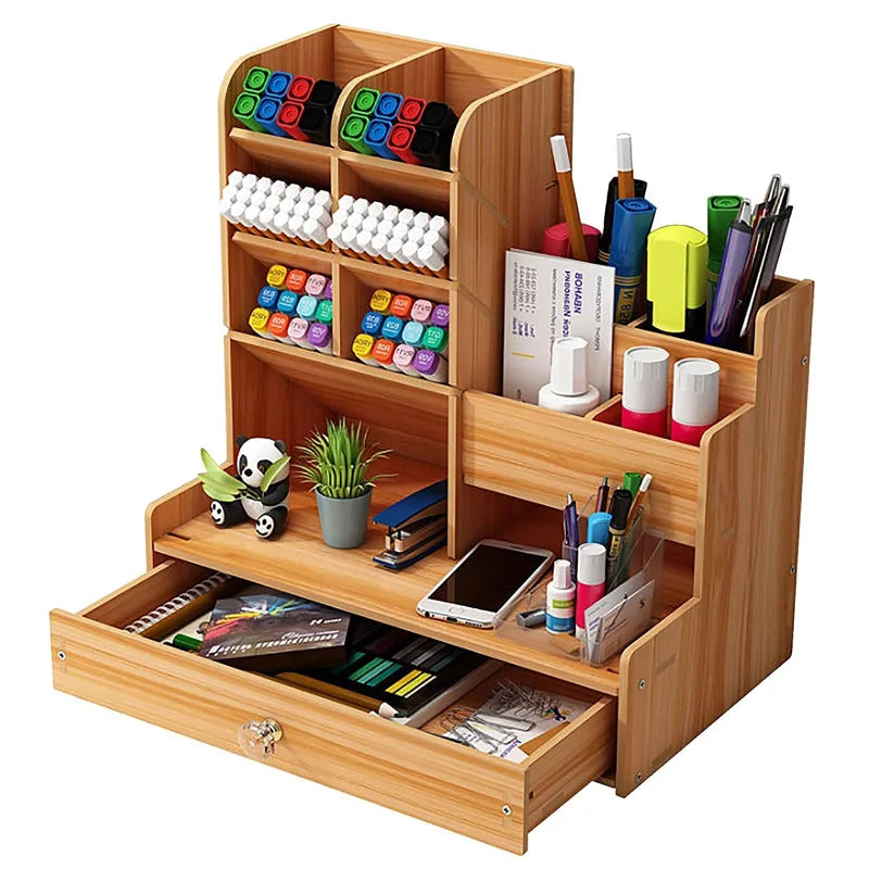 Wooden Desk Organizer with Drawer