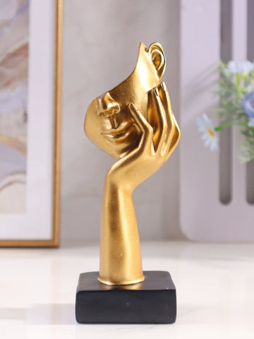 Golden Miniature Mask Sculpture – Elegant Resin Figurine for Home & Office