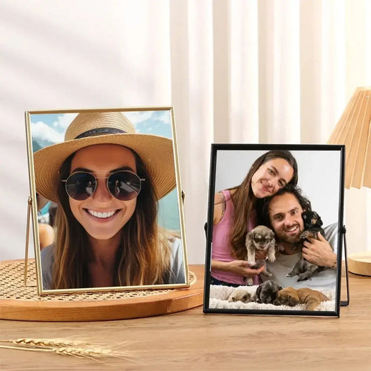 Metal & Acrylic Photo Frame – Gold & Black Rectangle Display