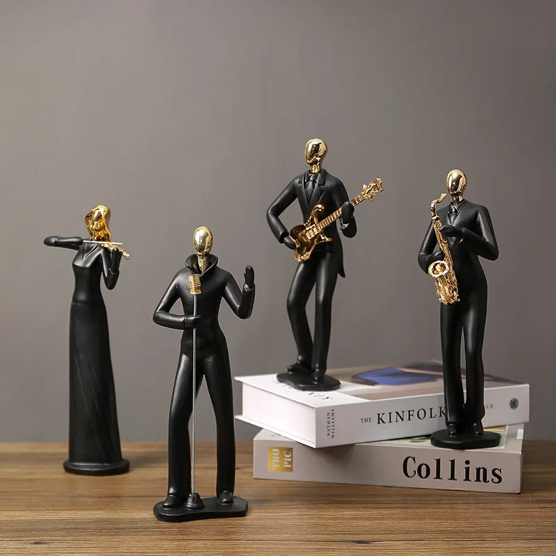 Resin Dancing Couple Sculpture – Nordic Modern Music Figurine