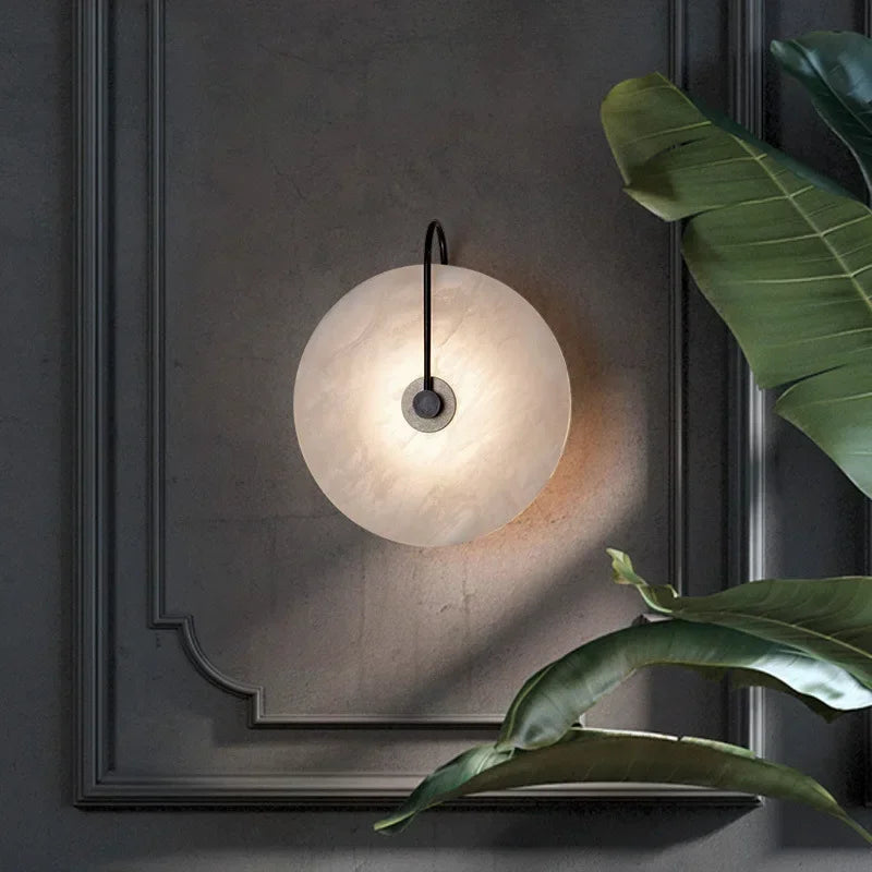 Nordic LED Marble Moon Wall Sconce – Modern Bedside & Interior