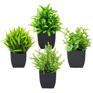 Mini Artificial Eucalyptus Plant in Black Pot