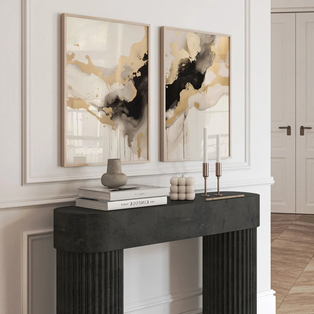 Gold & Black Abstract Modern Minimalist Canvas Wall Art