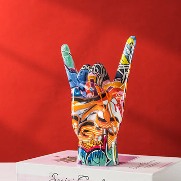 Vilead Graffiti Rock On Hand Figurine – Modern Pop Art Music Décor