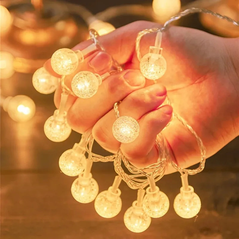 LED Bubble Ball String Lights with Golden Glow