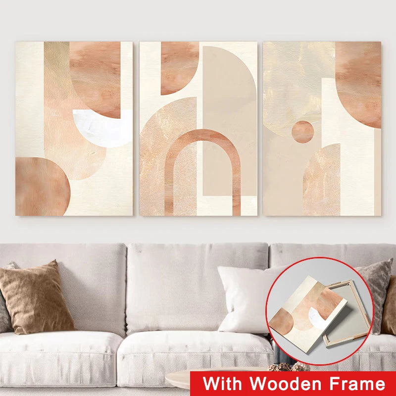 Framed Nordic Minimalist Abstract Geometric Wall Art