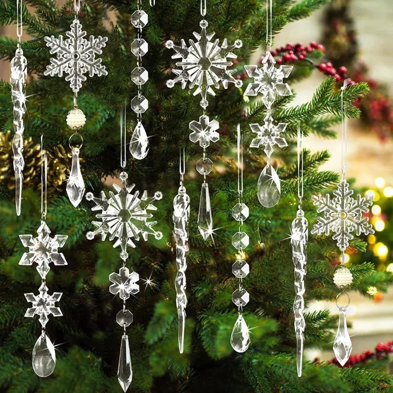 Sparkling Snowflake Ornaments – Christmas Tree Hanging Pendants