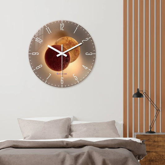 Light Luxury Tempered Glass Wall Clock – Silent Quartz
