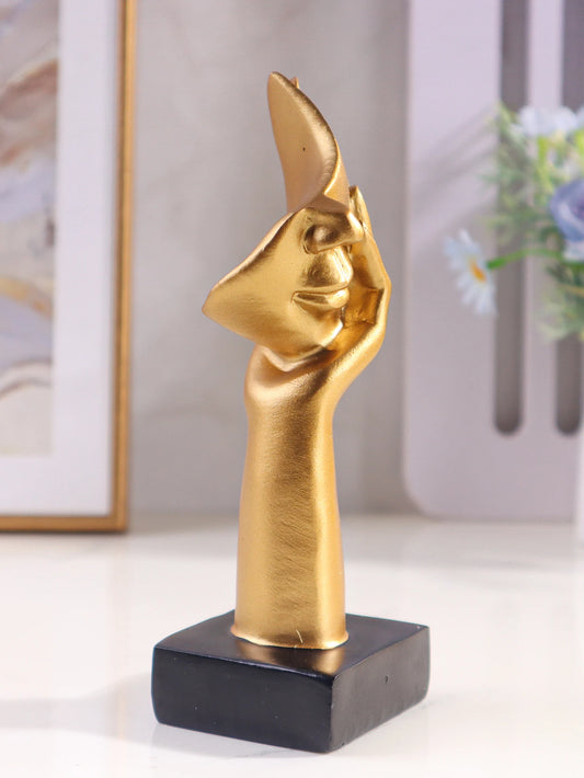 Golden Miniature Mask Sculpture – Elegant Resin Figurine for Home & Office