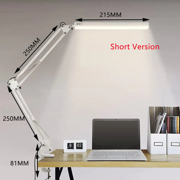 LED Desk Lamp – Clamp Swing Arm with Eye-Caring Dimmable Light