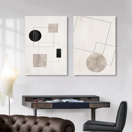 Modern Abstract Geometric Canvas with Frame