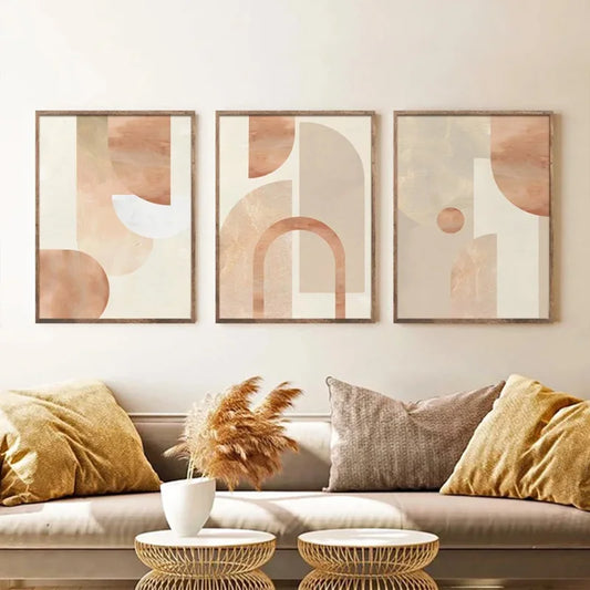 Framed Nordic Minimalist Abstract Geometric Wall Art