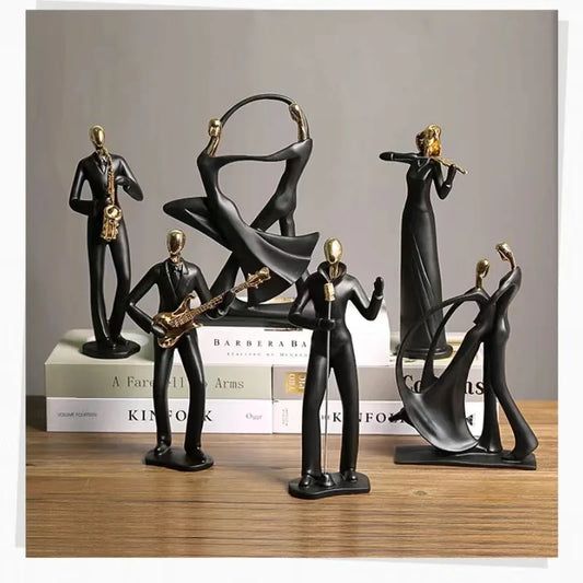 Resin Dancing Couple Sculpture – Nordic Modern Music Figurine
