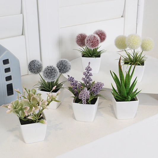Mini Evergreen Artificial Plants Set