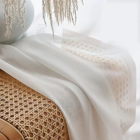 Asazal Solid White Tulle Curtain – Luxurious