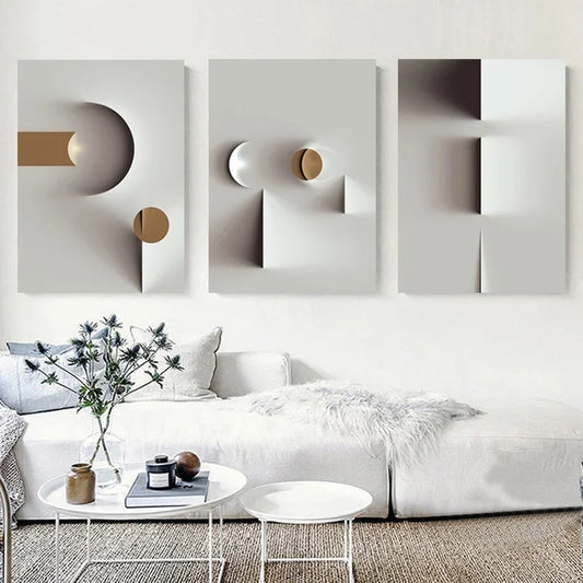 Modern Abstract Geometric Canvas with Frame