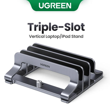 UGREEN Vertical Laptop Stand – Triple Slot Aluminum