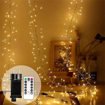Cluster LED String Fairy Lights  Silver Wire Outdoor Christmas