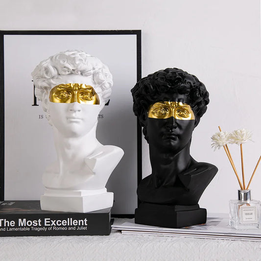 European David Head Resin Statue – Modern Abstract Bust Sculpture