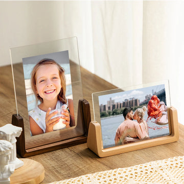 Walnut & Beech Creative Photo Frame Set – Modern Acrylic U-Shape Frames