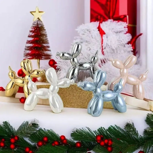 Ceramic Balloon Dog Sculpture – Nordic Animal Figurine for Home & Office Decor