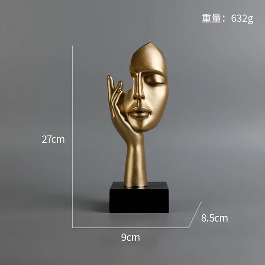 Abstract Face Thinker Statue – Resin Figurine for Desktop & Home