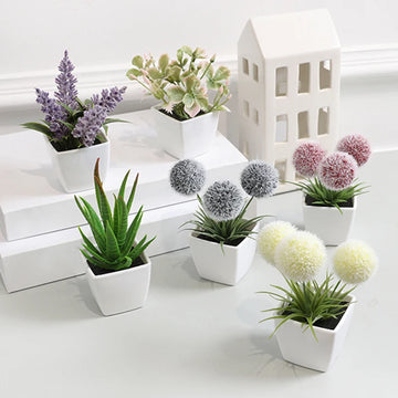 Mini Evergreen Artificial Plants Set