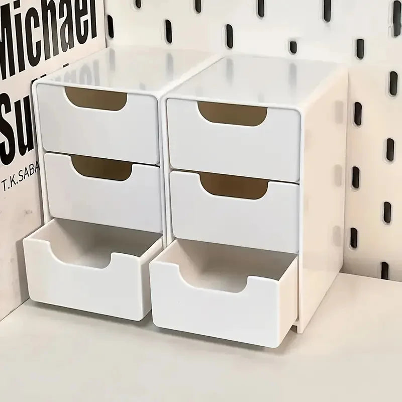 Plastic Cosmetic Storage Box Organizer with Drawers