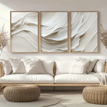 3pcs Neutral Beige Abstract Canvas Wall Art Set