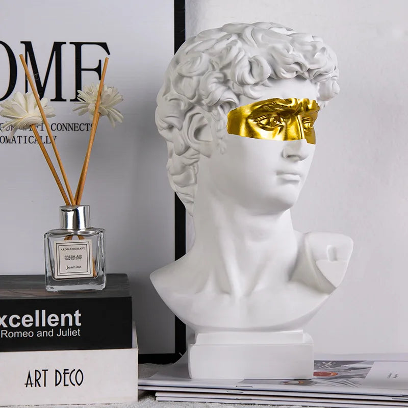 European David Head Resin Statue – Modern Abstract Bust Sculpture