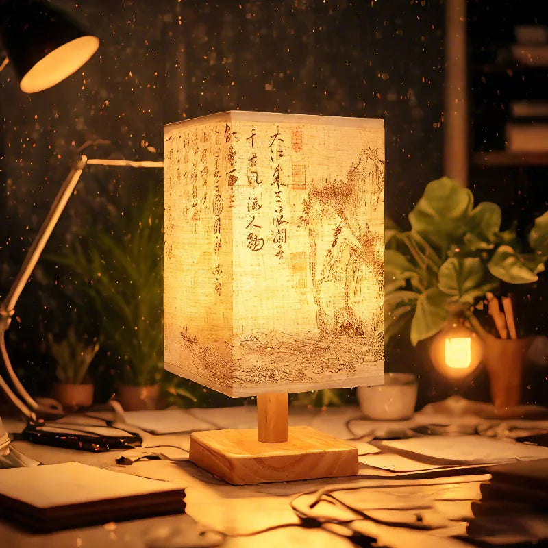 LED Decoration Table Lamp – Dimmable Fabric Lampshade in Chinese Style