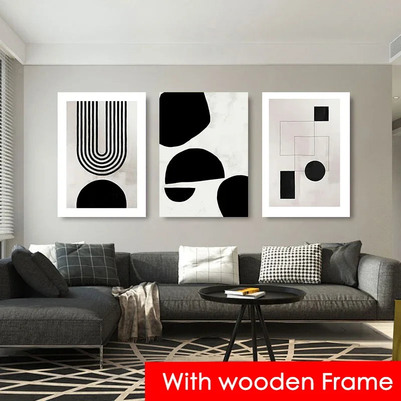 Modern Abstract Geometric Canvas with Frame