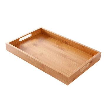 Wide Bamboo Organizer Tray – Storage Bin with Handles for Kitchen & Home
