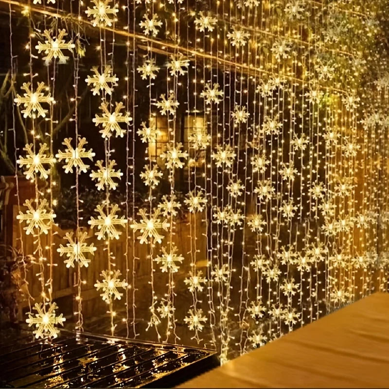 LED Snowflake Curtain Lights