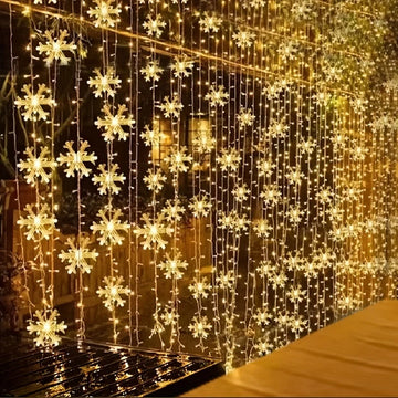 LED Snowflake Curtain Lights
